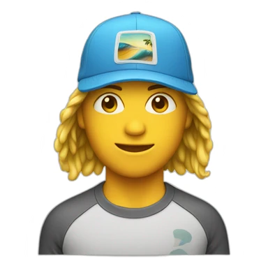 a surfer wearing a cap sticker