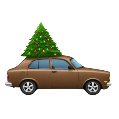 brown Car with Christmas Tree  sticker