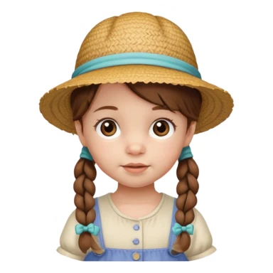 baby girl with brown hair and pigtails with a hat like My Neighbor Totoro movie sticker