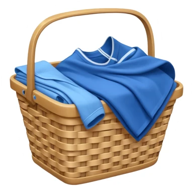 LAUNDRY white BASKET WITH FOLDED blue CLOTHES sticker
