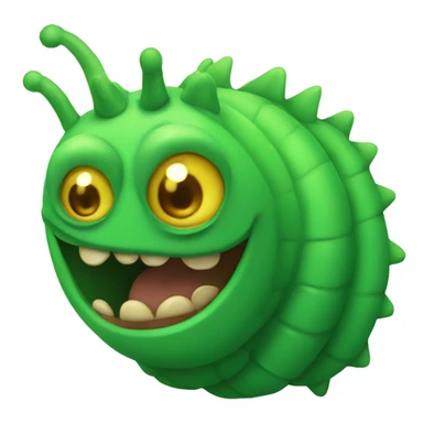 Green catterpillar with mean face sticker
