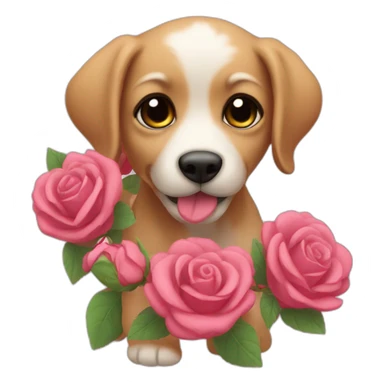 flowery rose pup sticker