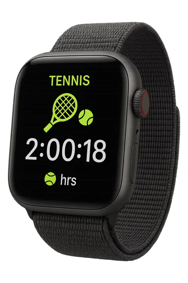 smartwatch con modalità attiva di tennis che segna 2 ore di tennis, REALISTICA 4K sticker