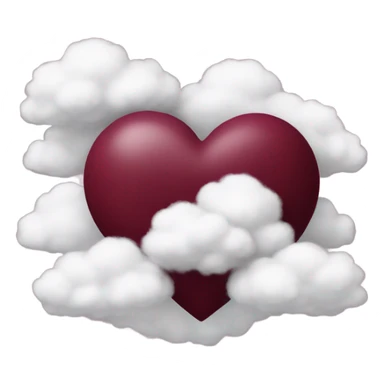 burgundy heart with clouds sticker