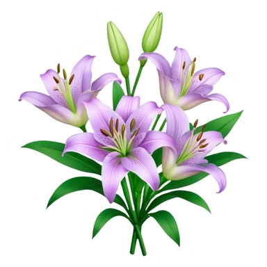bouquet Light Purple Lily, luxuriant, leaf, bud sticker