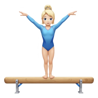 girl gymnast with blonde hair and blue eyes, balancing on a beam sticker
