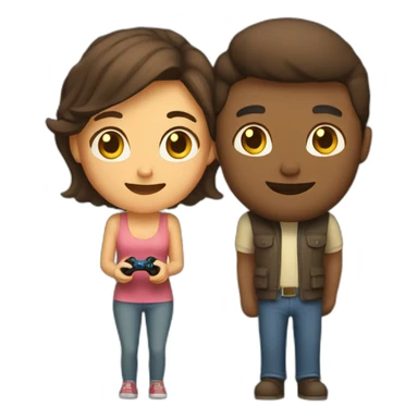 couple playing video game together sticker
