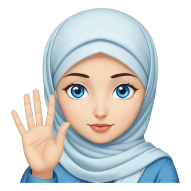 Turkish beautiful finish Konya girl blue eyes with hijab and says saying love with hand gesture sticker