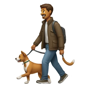 man  walking the dog sticker