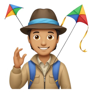 man holding kite sticker