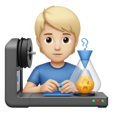 Boy with blonde hair using 3D Printer sticker