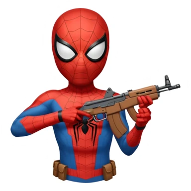 Spider-Man holding an AK-47 sticker