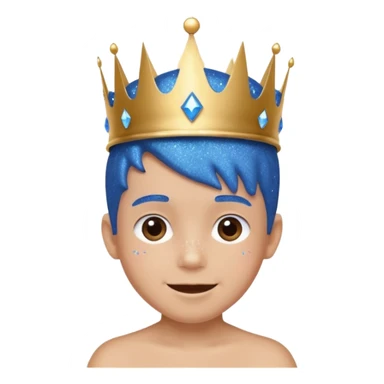 blue Boy happy glitter blue crown sticker