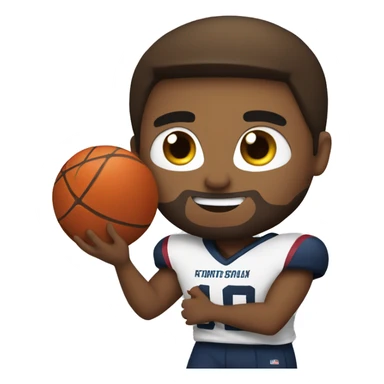 Football player holding a basketball sticker