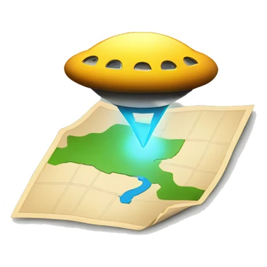 map with pin and UFO sticker