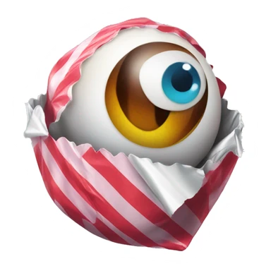 An eyeball in a candy wrapper sticker