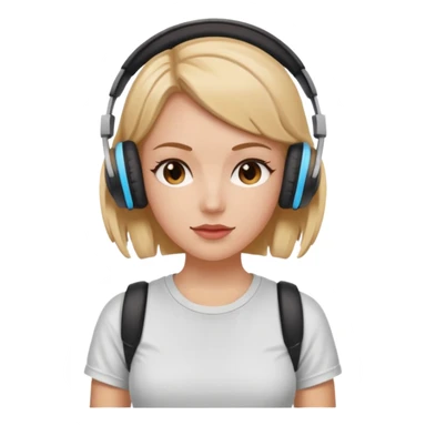 cherryhead skin white girl with deportive t shirt and headphones sticker
