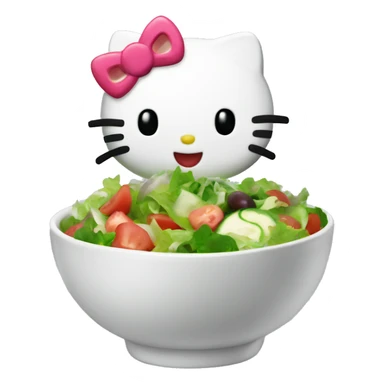 Hello kitty eating a bowl of salad sticker