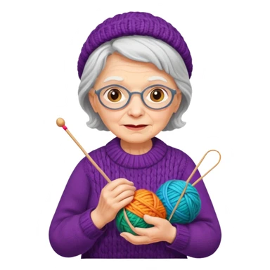 elderly woman knitting sticker