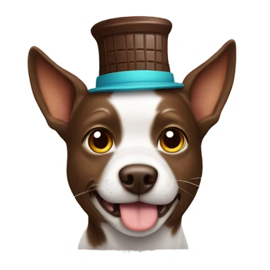 Dog wearing cat hat and hoy chocolate  sticker