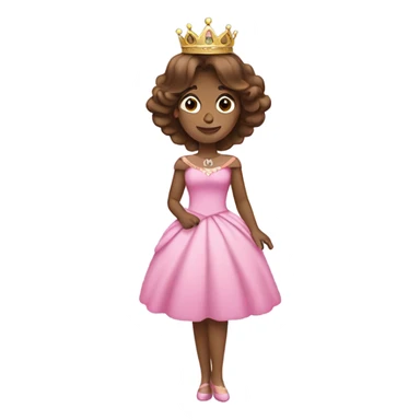 princess with a pink dress and a crown with brown hair sticker