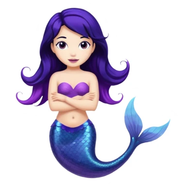 Mermaid with black hair and purple tail  sticker