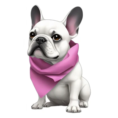 Fashion white FRENCH BULLDOg in-origami-scarf sticker