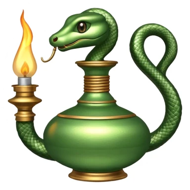 uma lamparina tradicional  com uma cobra em volta  sticker