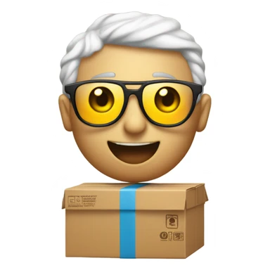 un corazon muy grande con una caja de carton dibujada como carita con lentes de sol  sticker