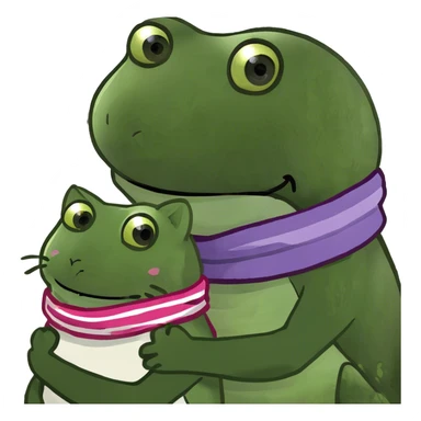 Dog hugging cat sticker