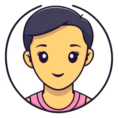girl character with oval flat top head sticker