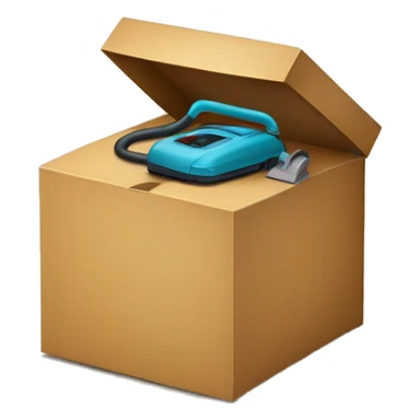 a present box half way open on the top and has BISSELL vacuum cleaner inside sticker