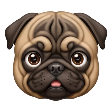 dark brown pug facing forwards, head and shoulders. sticker