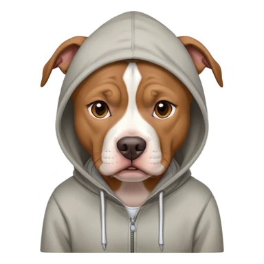 Brown white pitbull is sad and wear a hoodie sticker