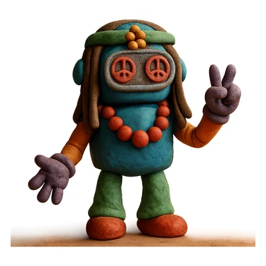 hippie robot sticker