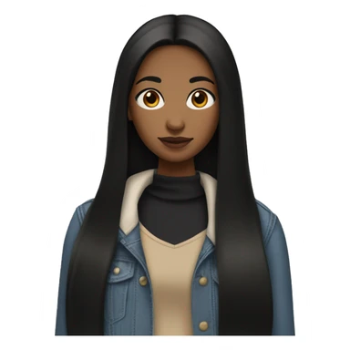 A teenage girl with long, straight black hair and black eyes, having a medium-brown skin tone. She wears modest clothing, avoiding revealing styles. Her facial features, particularly around the mouth, are well-defined, and she is wearing lipstick sticker