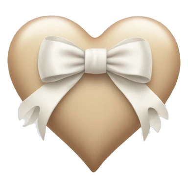 beige heart with white bow sticker