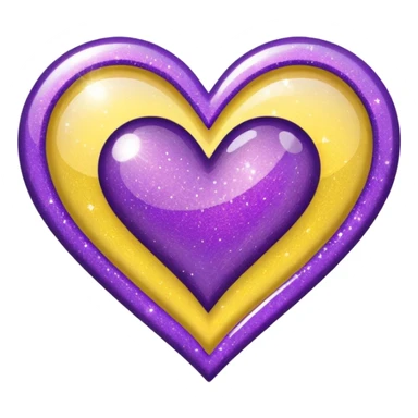 glitter heart split purple and yellow sticker