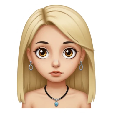 دختری با موهای صاف چشم درشت پیرسینگ زده تتوداره sticker