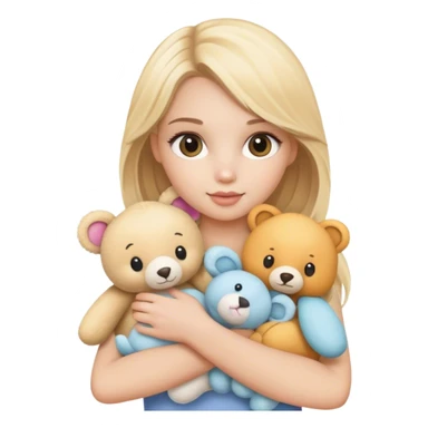 pretty blonde model holding a bunch of cute stuffed animals sticker
