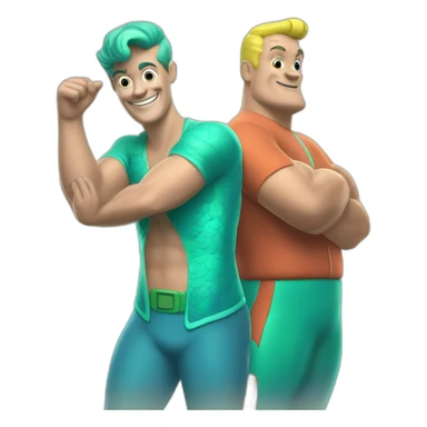 mermaid man and barnacle boy sticker