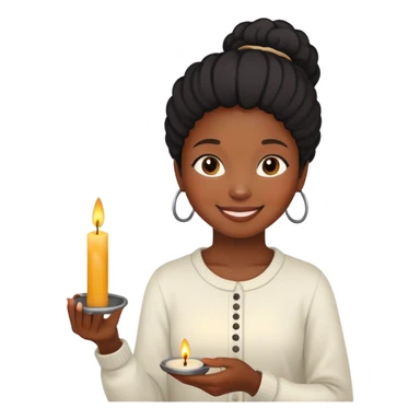 Black girl lighting candle and relaxing sticker
