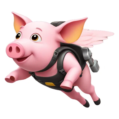 pig flying with jetpack sticker