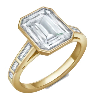 Emerald cut diamond ring with bezel  sticker