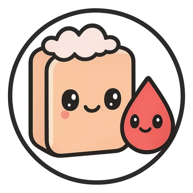 little alchemy style icon
subject: blood soap
border: medium-black
shape: round, circular
background: white
style: full color fill with medium black outlining sticker