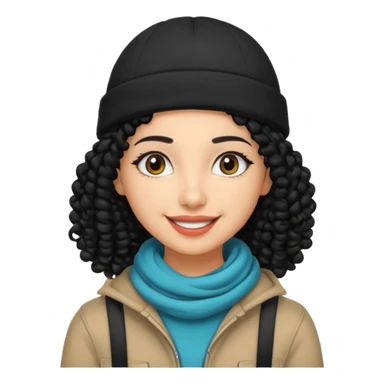 smiling arab hipster woman with curly hair and beanie sticker