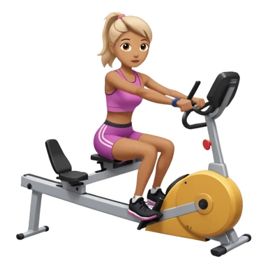 women  workout on erg machine rowing 
 sticker