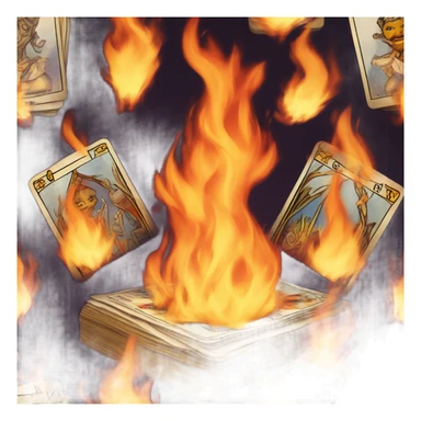 tarot cards in fire sticker