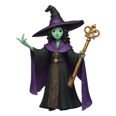witch holding big key sticker