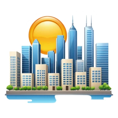 city with sun sticker